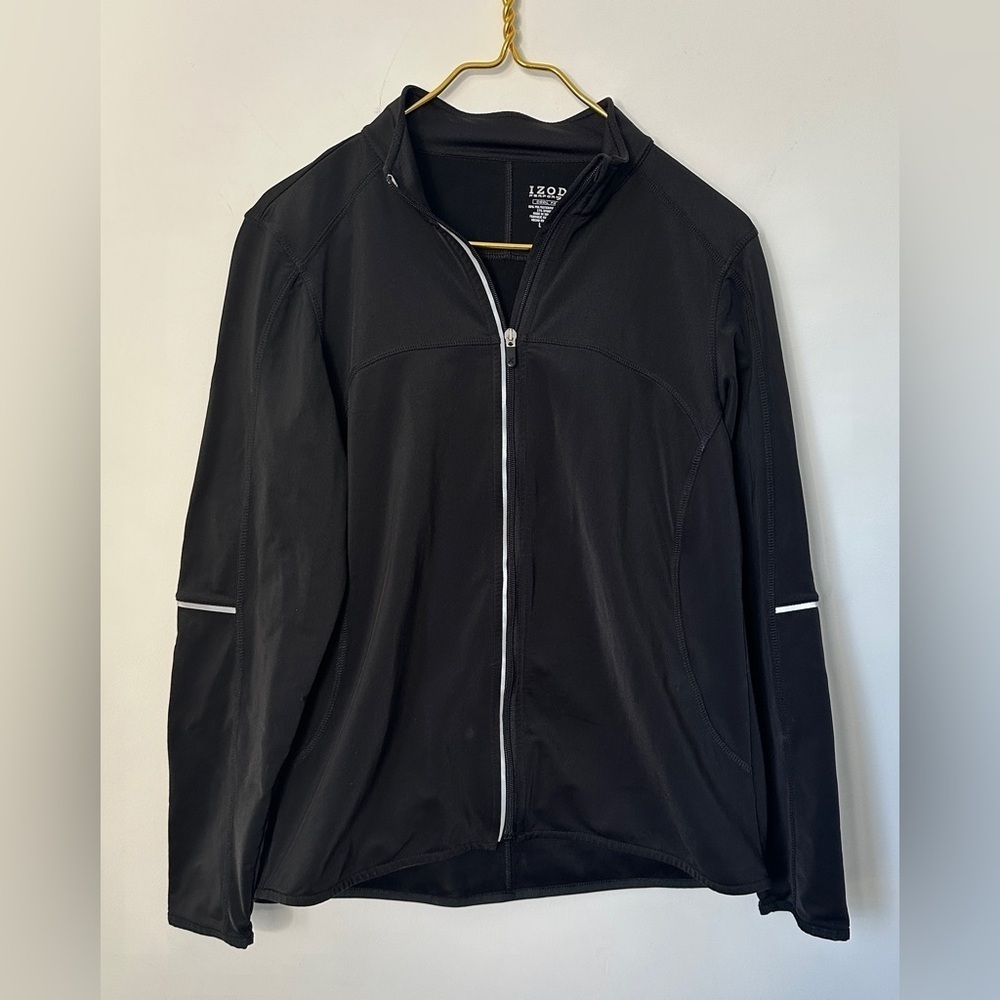 Izod PerformX Cool FX Black Reflective Stretch Athletic Jacket Women’s Large